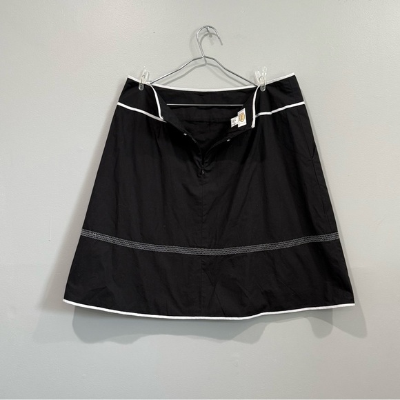 Talbots Black A-Line 100%cotton Skirt with White Trim - Size 14 - Picture 8 of 9